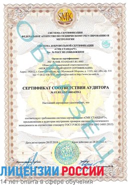 Образец сертификата соответствия аудитора №ST.RU.EXP.00014299-1 Полевской Сертификат ISO 14001